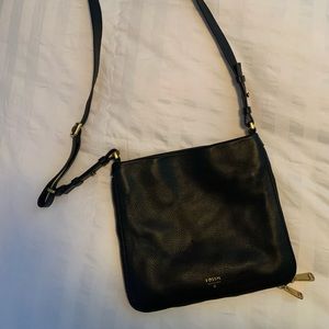 FOSSIL black leather crossbody bag